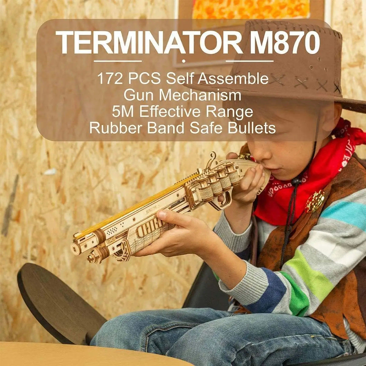 Robotime Rokr Corsac M60 pistolet jouet 3D Puzzle en bois Kit de modèle de construction mécanique pour enfants 14 ans cadeau de noël