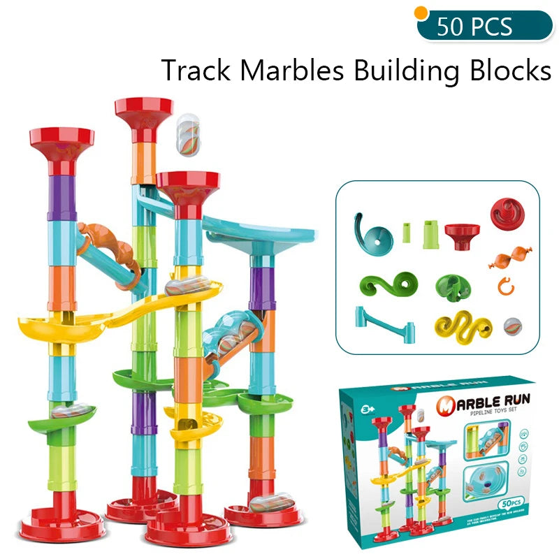Blocs de construction de piste de catapulte de course de billes, perles coulissantes, jouets éducatifs, cadeau pour enfants, balles de course, ensemble de course de piste en marbre
