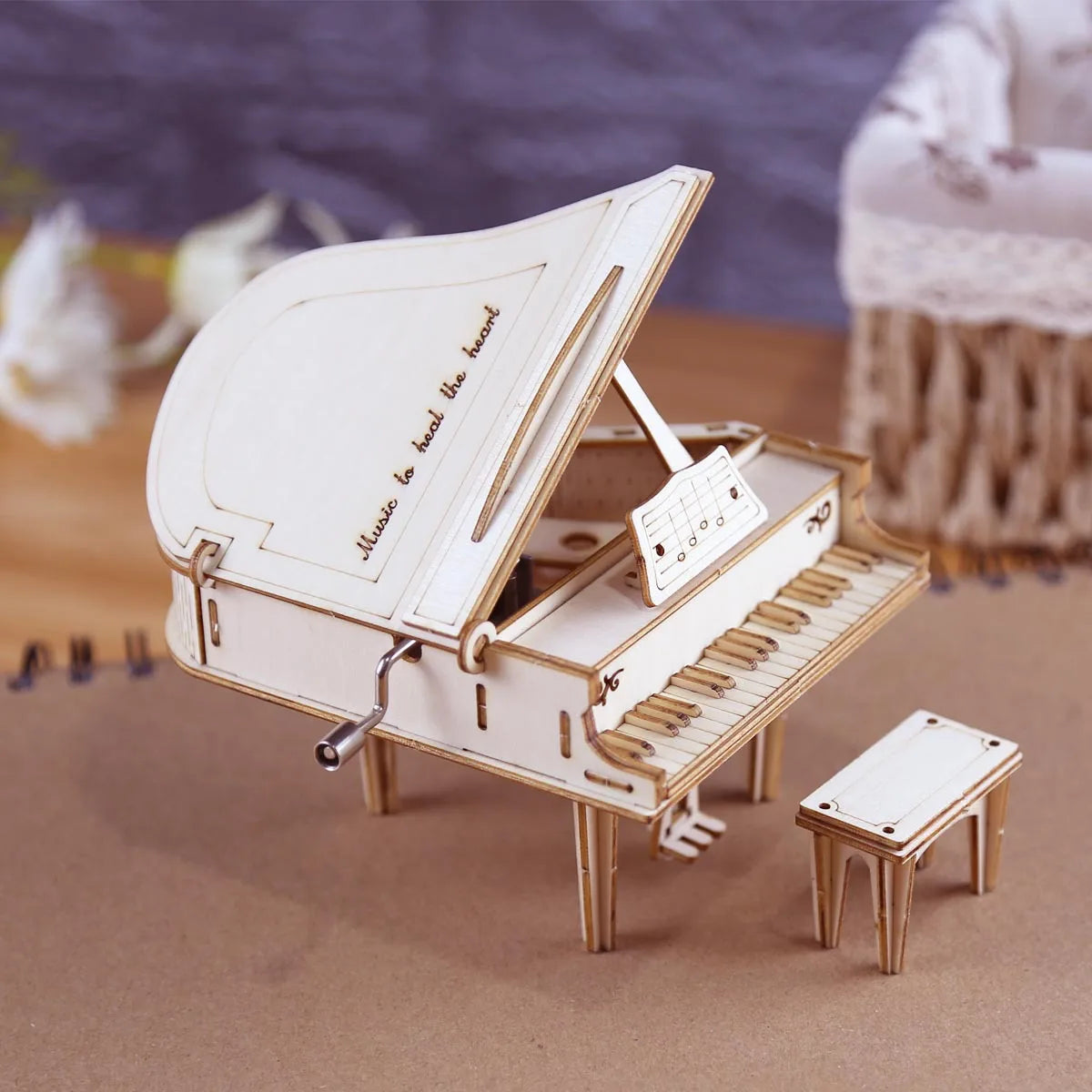 Boîte à musique de Piano à manivelle créative, Kits de Puzzle 3D en bois, blocs de construction, ensemble de jouets, bricolage, modèles à assembler, cadeau pour adolescents et adultes