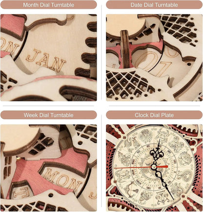 Robotime Horloge murale Puzzle 3D en bois Ensemble en bois Kits de construction mécaniques Jeu de puzzle en bois Cadeau pour enfants Meilleur cadeau de Noël