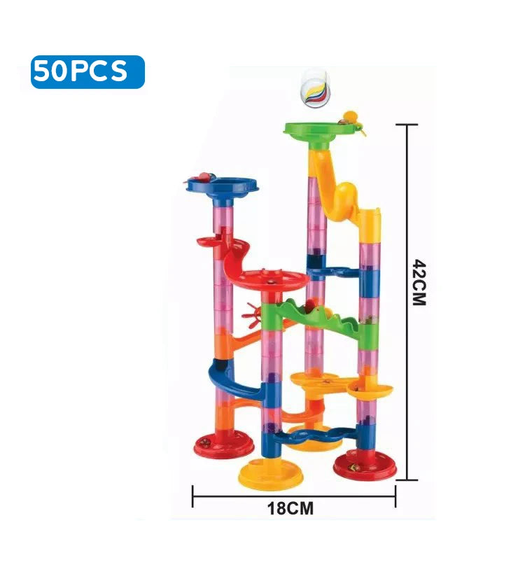 Blocs de construction de piste de course en marbre pour enfants, labyrinthe 3D, rouleau de balle, jouet, bricolage, ensemble de dessous de verre de course en marbre, 80/105/109/133 pièces, cadeau de noël
