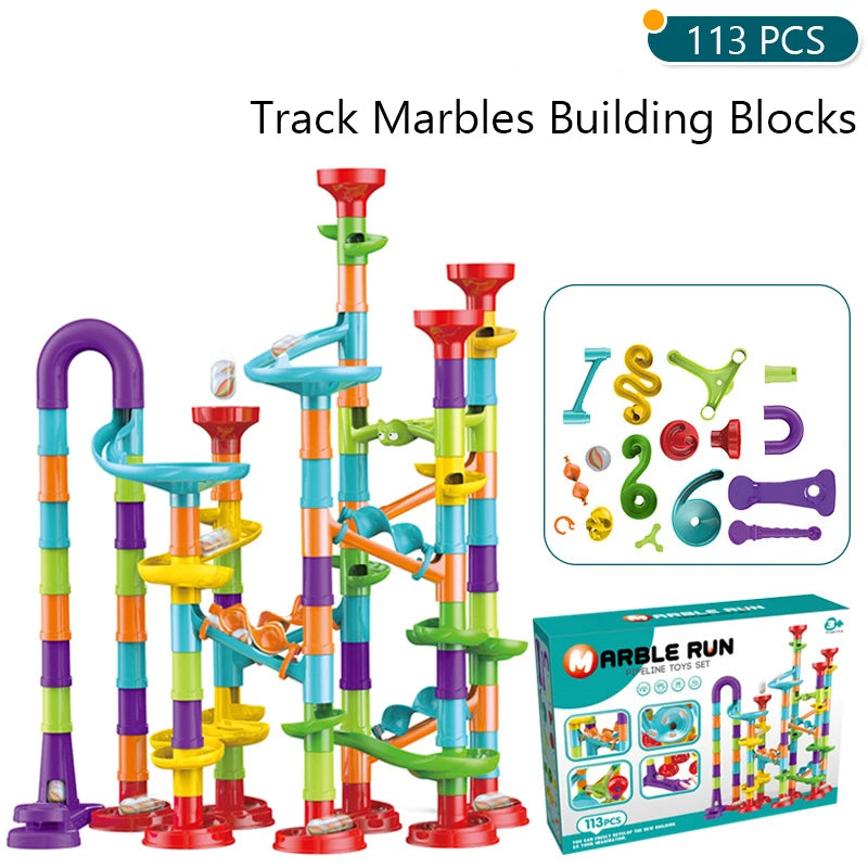 Blocs de construction de piste de catapulte de course de billes, perles coulissantes, jouets éducatifs, cadeau pour enfants, balles de course, ensemble de course de piste en marbre