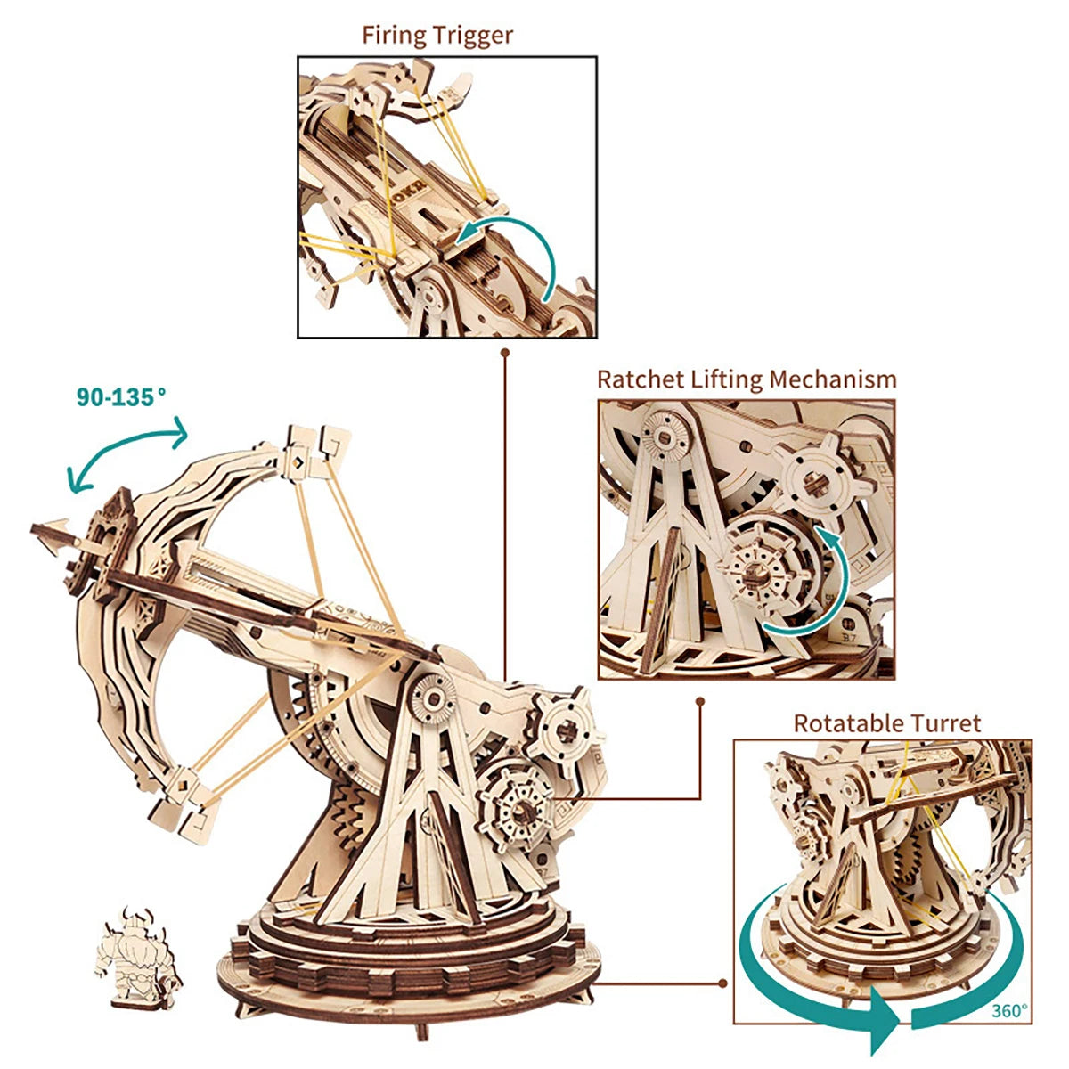 Siege Onager modèle d'échelle de Puzzle en bois de voiture 3D, Kit de modèle de bricolage, cadeau artisanal, décoration de la maison, Kit de modèle mécanique, jouet de construction