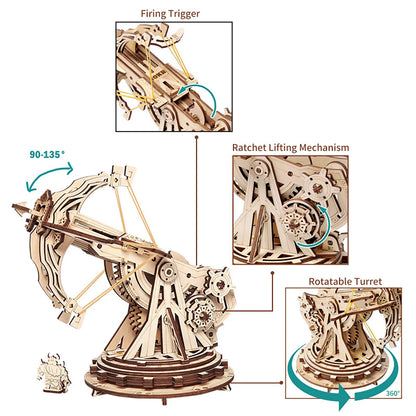 Siege Onager modèle d'échelle de Puzzle en bois de voiture 3D, Kit de modèle de bricolage, cadeau artisanal, décoration de la maison, Kit de modèle mécanique, jouet de construction