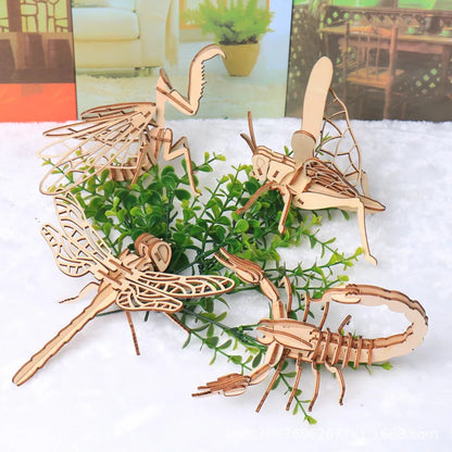 Jouet 3D en bois pour bébé, Puzzle insecte Animal, assemblage éducatif fait à la main, jouet cadeau pour enfants, décorations pour la maison