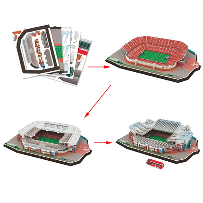 Jouets de Puzzle 3D pour enfants, simulation de terrain de Football, modèle de construction en papier, éducation précoce, capacité pratique, cadeaux pour fans de Football TMZ