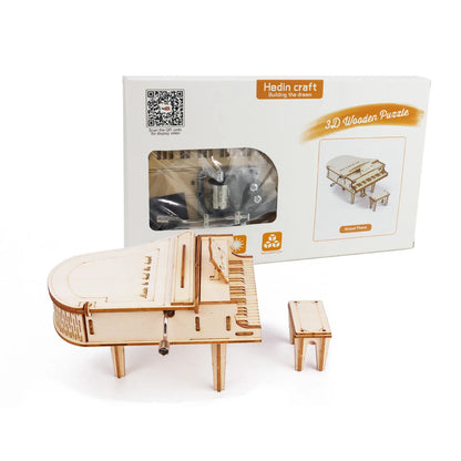 Boîte à musique de Piano à manivelle créative, Kits de Puzzle 3D en bois, blocs de construction, ensemble de jouets, bricolage, modèles à assembler, cadeau pour adolescents et adultes