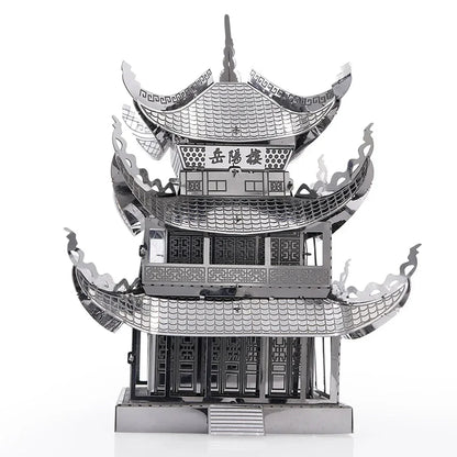 Puzzle 3D en métal, tour Yue Yang, Architecture classique chinoise, Kits de modèles d'assemblage, bricolage, découpé au Laser, jouet pour enfants et adultes