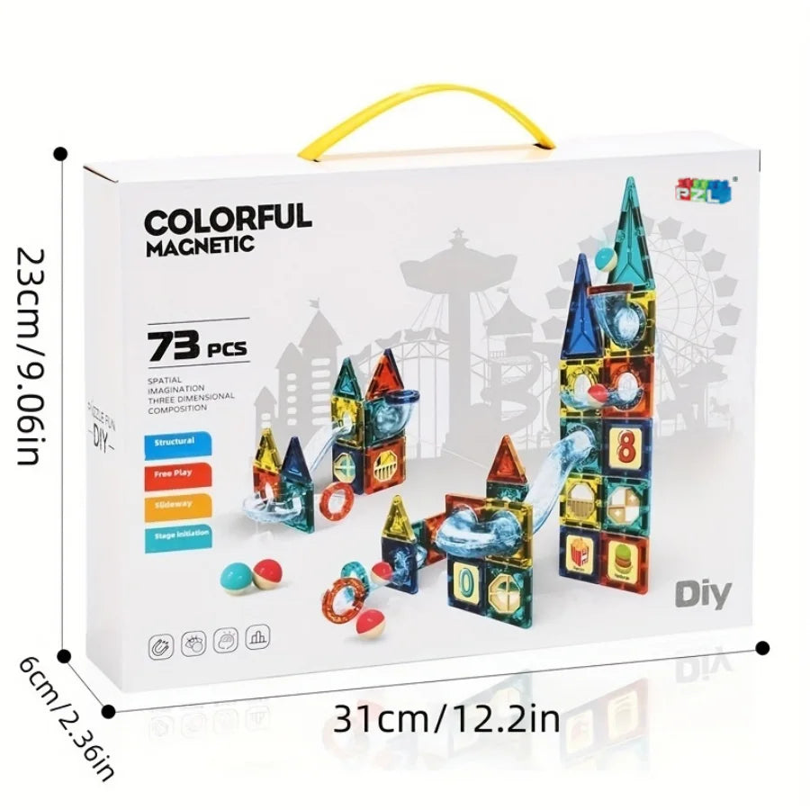 jeu de construction magnétique et circuit à billes