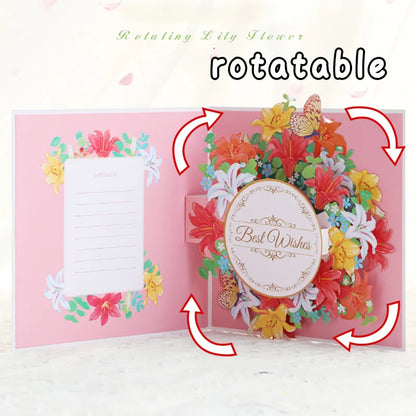 Carte pop up anniversaire, fleurs, animeaux