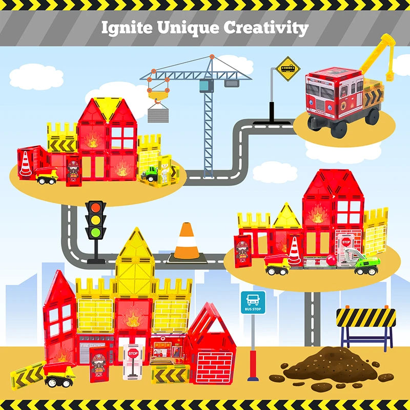 Jeu construction magnétique pompier