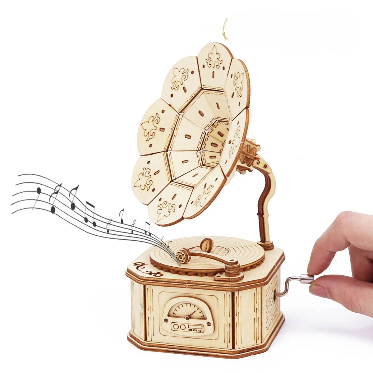 Kits de puzzle de boîte à musique de Gramophone en bois 3D pour adolescents adultes, ensemble de modèles de Construction, jouets à assembler soi-même, cadeau de noël manuel