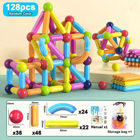 Jouets éducatifs Montessori, blocs de construction magnétiques, ensemble de blocs de construction, jouets pour enfants, tige de bâton magnétique pour enfants, garçons et filles