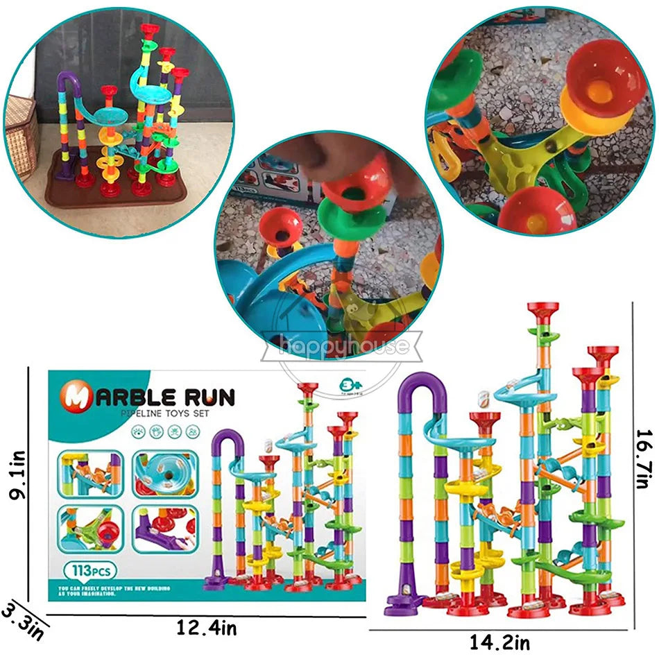 Blocs de construction de piste de course en marbre pour enfants, labyrinthe 3D, rouleau de balle, jouet, bricolage, ensemble de dessous de verre de course en marbre, 80/105/109/133 pièces, cadeau de noël
