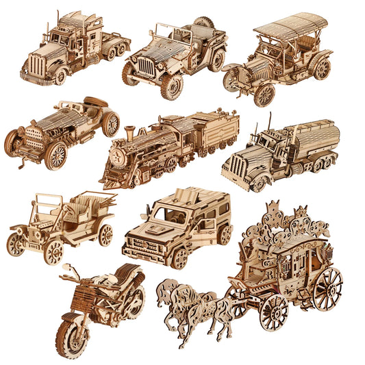Voiture 3D Puzzle en bois modèle Kits bricolage Laser découpé Puzzles Puzzle jouet pour les enfants