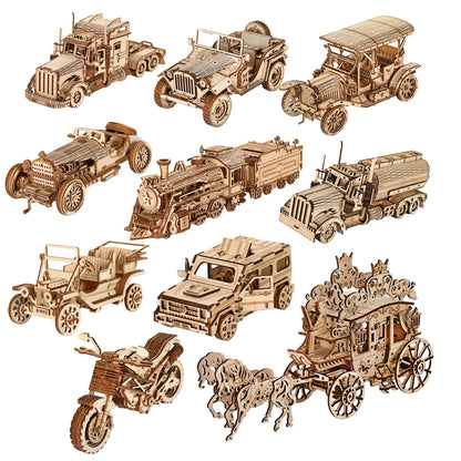 Voiture 3D Puzzle en bois modèle Kits bricolage Laser découpé Puzzles Puzzle jouet pour les enfants