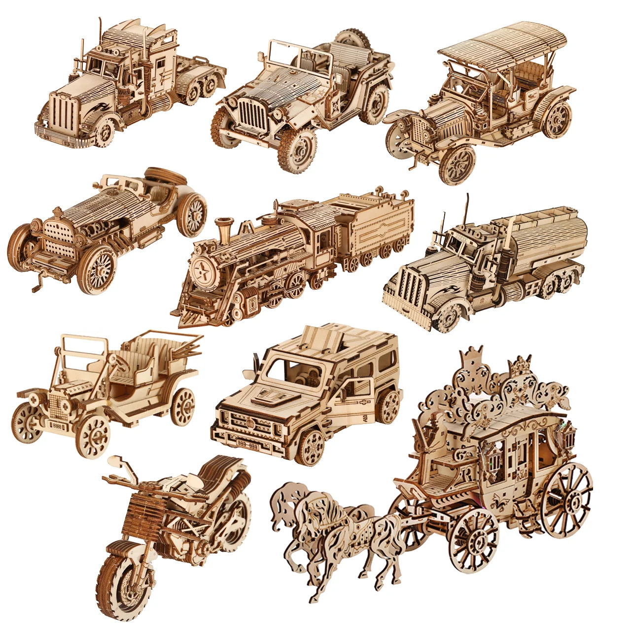 Voiture 3D Puzzle en bois modèle Kits bricolage Laser découpé Puzzles Puzzle jouet pour les enfants