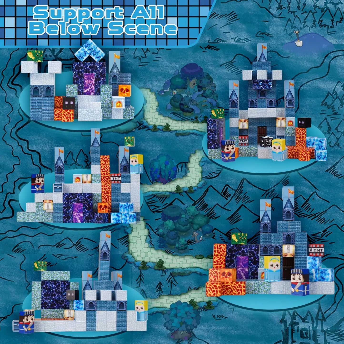 Blocs de construction magnétiques château et lave