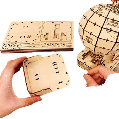 Puzzle Globe 3D en bois, jouet à assembler mécanique, bloc de construction, ensemble de modèles de terre pour adolescents, bricolage, géographie, carte du monde, jouet cadeau à construire
