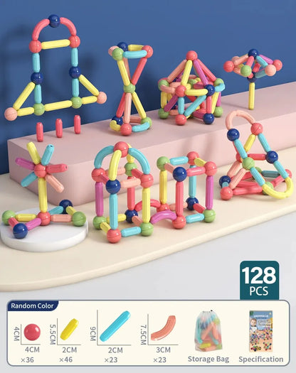 Jeu de construction magnétique 128 pièces