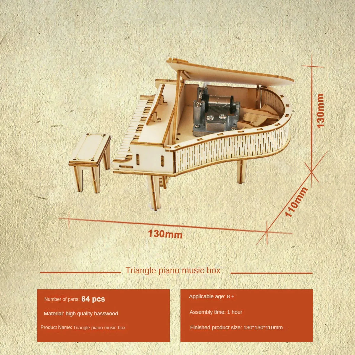 Boîte à musique de Piano à manivelle créative, Kits de Puzzle 3D en bois, blocs de construction, ensemble de jouets, bricolage, modèles à assembler, cadeau pour adolescents et adultes