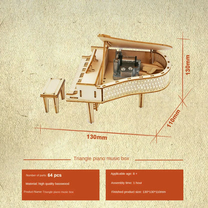 Boîte à musique de Piano à manivelle créative, Kits de Puzzle 3D en bois, blocs de construction, ensemble de jouets, bricolage, modèles à assembler, cadeau pour adolescents et adultes
