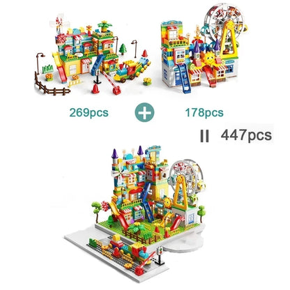 178 pièces/269 pièces course de marbre grande taille bloc blocs de construction entonnoir blocs coulissants bricolage éducatif grande brique jouet pour enfants cadeau
