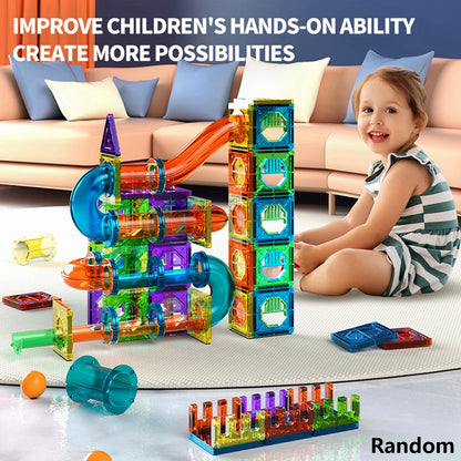 Ensemble de jouets de piste de marbre de carrelage magnétique blocs de construction éducatifs STEM pour garçons et filles âgés de 3 ans, grands cadeaux d'anniversaire de noël