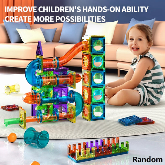 Ensemble de jouets de piste de marbre de carrelage magnétique blocs de construction éducatifs STEM pour garçons et filles âgés de 3 ans, grands cadeaux d'anniversaire de noël