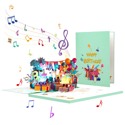 Carte pop up musicales anniversaire