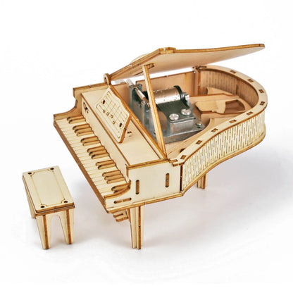 Boîte à musique de Piano à manivelle créative, Kits de Puzzle 3D en bois, blocs de construction, ensemble de jouets, bricolage, modèles à assembler, cadeau pour adolescents et adultes