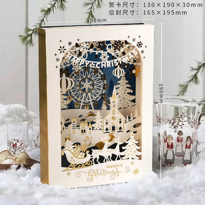 Carte de vœux de noël 3D, petite carte créative, cadeau de réveillon de noël exquis et Premium, décoration d'élan, carte de vœux en or 2025