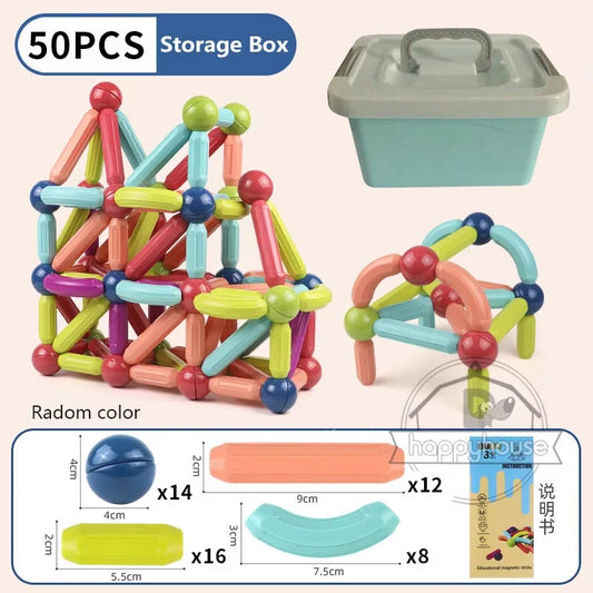 Jeu de construction magnétique montessori 50 pièces avec box