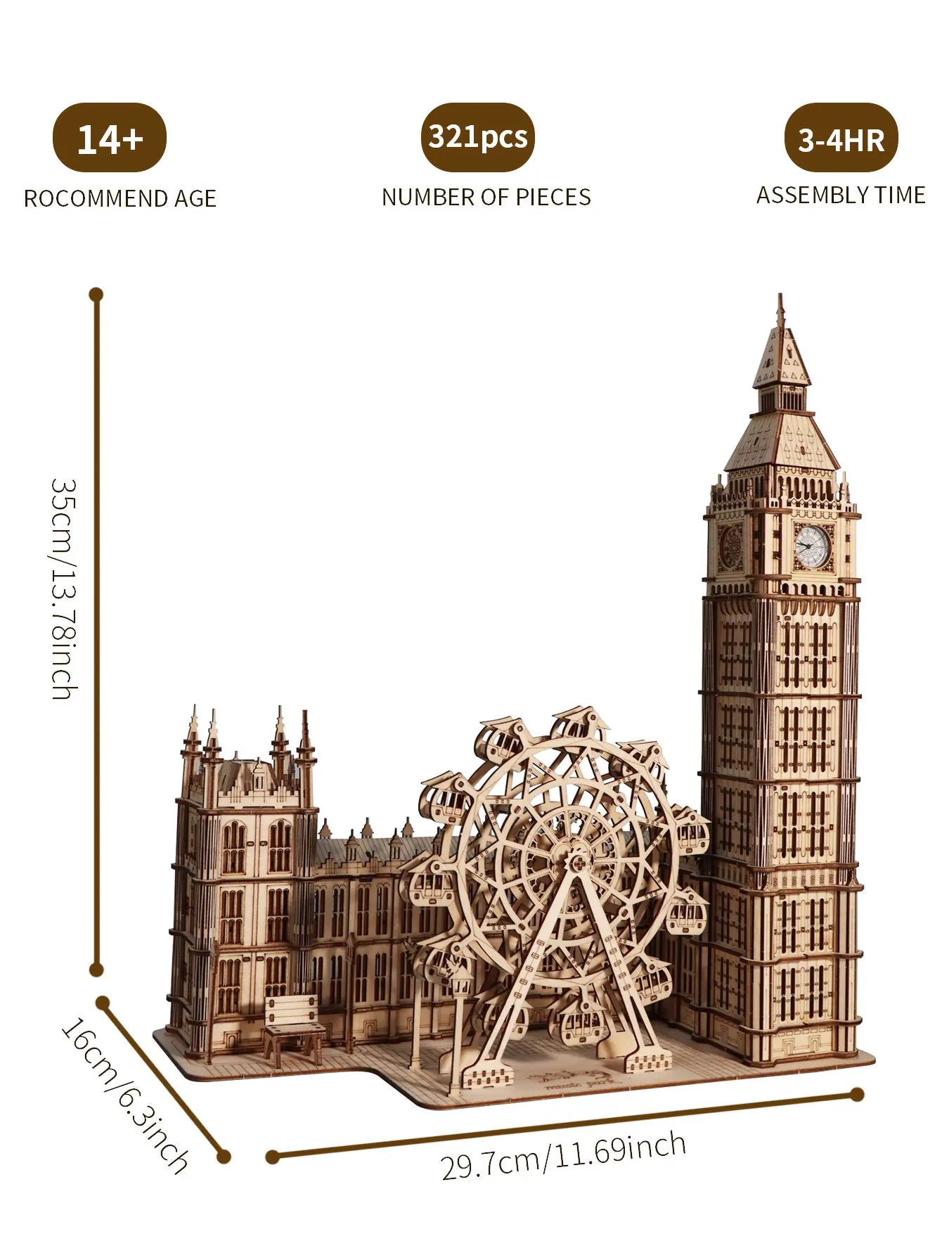 Puzzle 3D en bois Big Ben, Kits de modèles, horloge de bureau, blocs de construction, cadeau créatif, décoration de maison pour la famille, cadeau de noël Unique