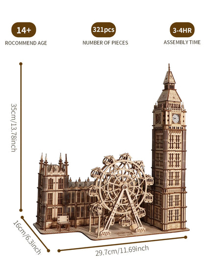 Puzzle 3D en bois Big Ben, Kits de modèles, horloge de bureau, blocs de construction, cadeau créatif, décoration de maison pour la famille, cadeau de noël Unique