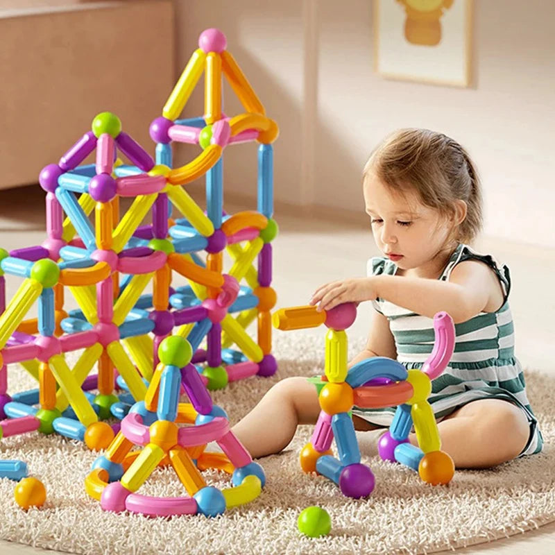 Jouets éducatifs Montessori, blocs de construction magnétiques, ensemble de blocs de construction, jouets pour enfants, tige de bâton magnétique pour enfants, garçons et filles