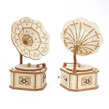 Kits de puzzle de boîte à musique de Gramophone en bois 3D pour adolescents adultes, ensemble de modèles de Construction, jouets à assembler soi-même, cadeau de noël manuel