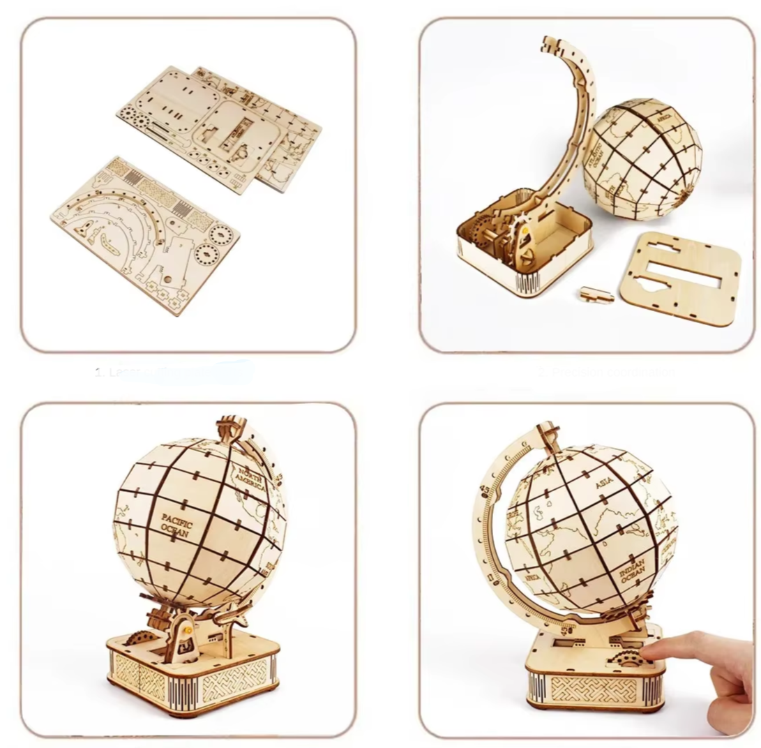 Puzzle Globe 3D en bois, jouet à assembler mécanique, bloc de construction, ensemble de modèles de terre pour adolescents, bricolage, géographie, carte du monde, jouet cadeau à construire
